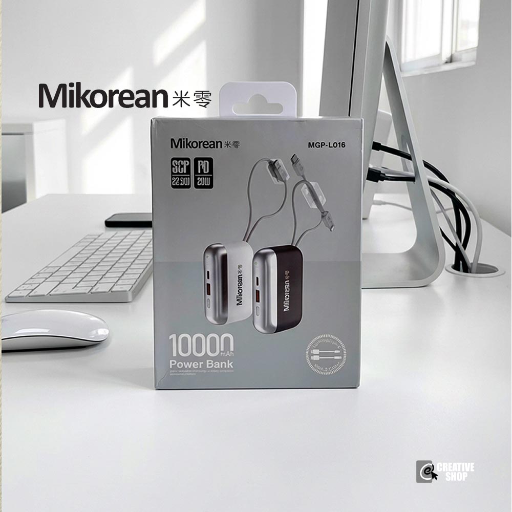 Mikorean 10000mAh Power Bank – Built-in Dual Cables
