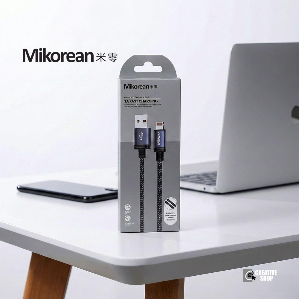 Mikorean Braided Fast Charging Data Cable – USB to Lightning