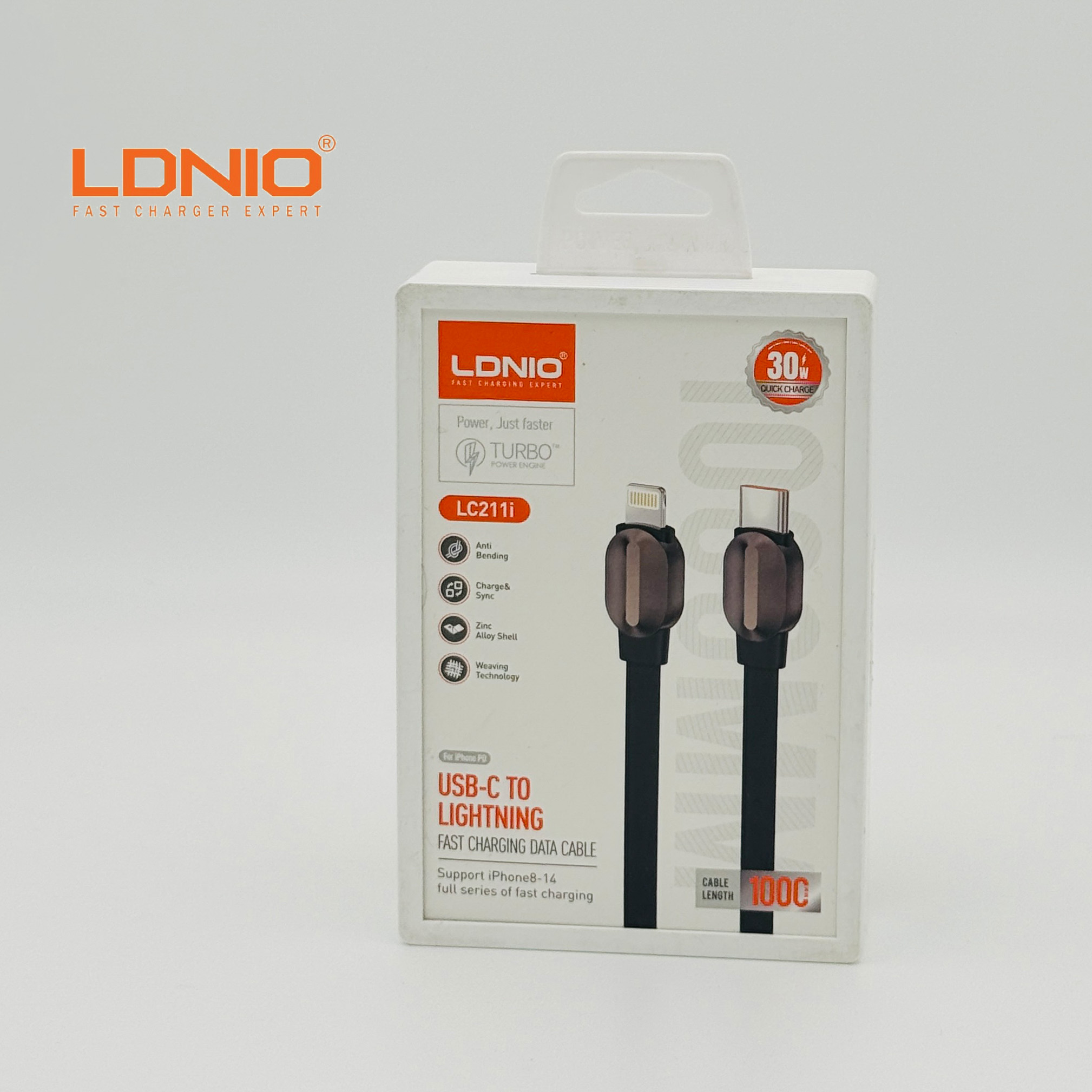LDNIO LC211i USB‑C to Lightning 30W Fast Charging Cable (1m, Zinc Alloy)