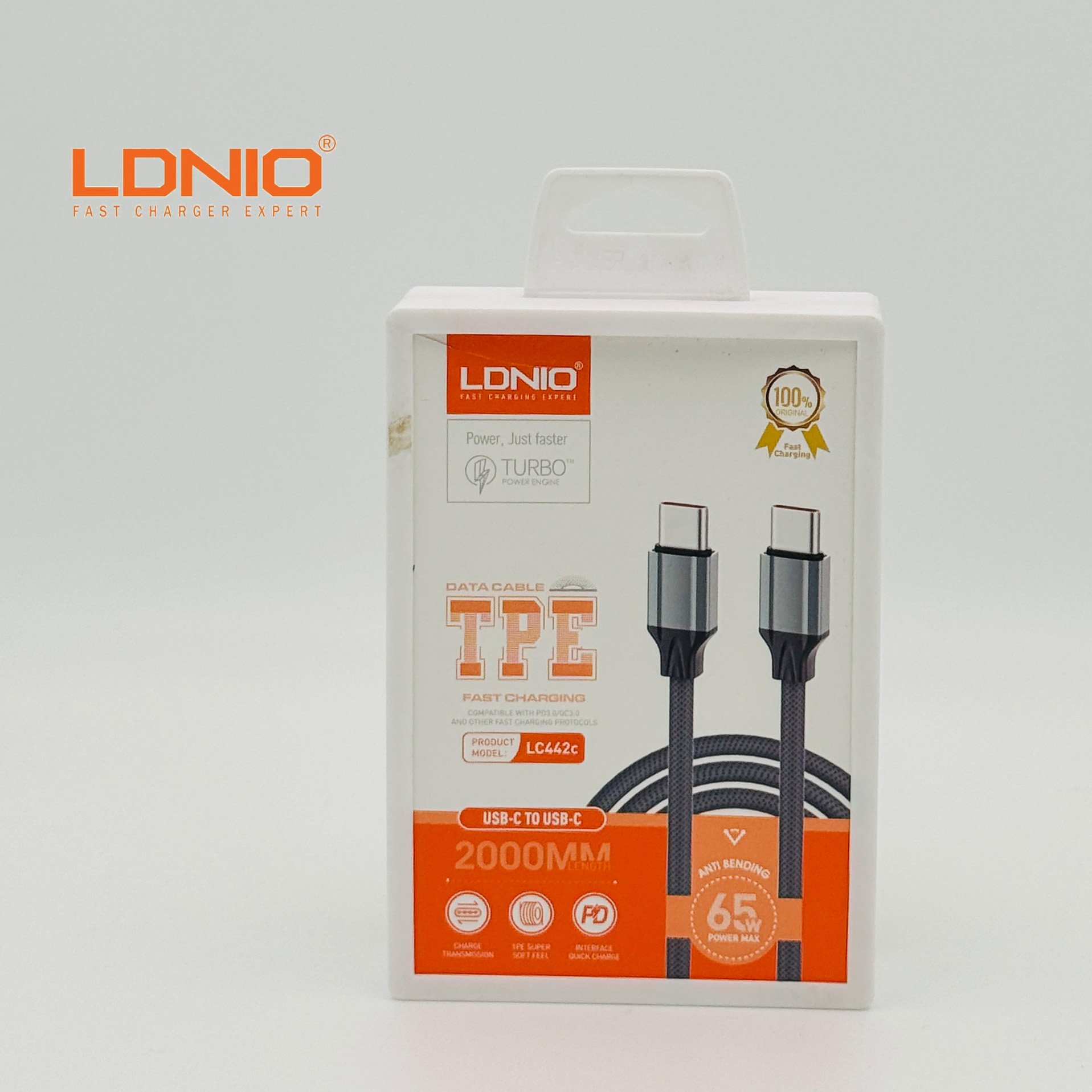 LDNIO LC442C USB‑C to USB‑C Fast Charging Data Cable (65W, 2m)