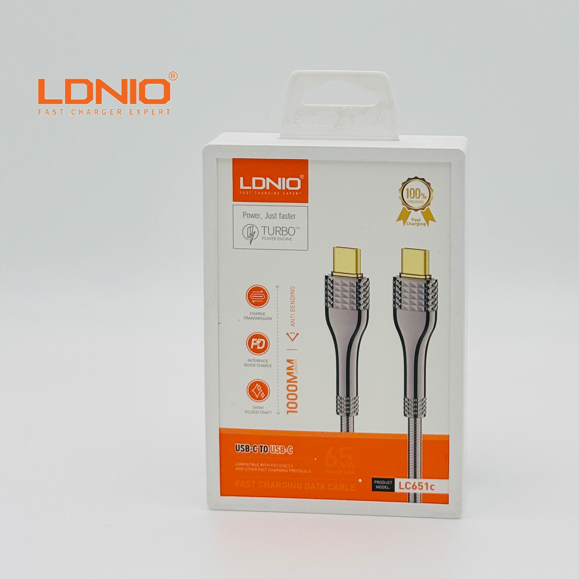 LDNIO LC651C USB‑C to USB‑C Fast Charging Cable (65W, 1m)